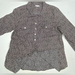Croft & Barrrow BLK/WHT DOTS  Cotton Fitted Shirt, XL  Summer Sale